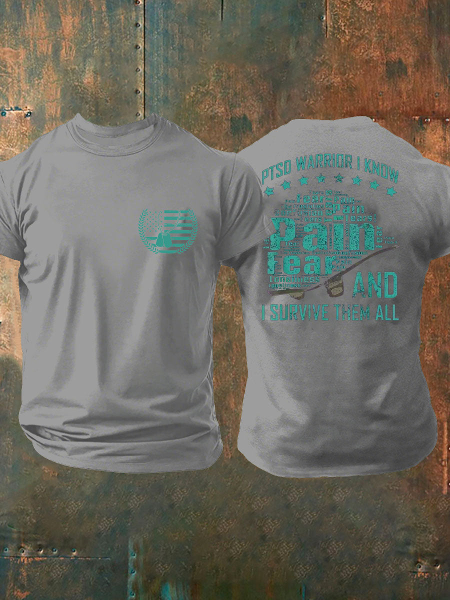 Men's Veteran PTSD Awareness Printed T-shirt