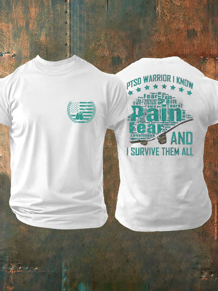 Men's Veteran PTSD Awareness Printed T-shirt