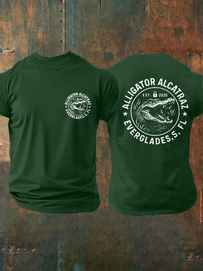 Men's Retro Alligator Alcatraz Funny Florida Everglades Dark Humor Tee