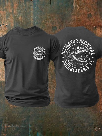 Men's Retro Alligator Alcatraz Funny Florida Everglades Dark Humor Tee