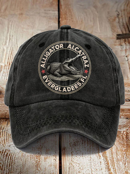 Unisex Retro Alligator Alcatraz Funny Florida Everglades Dark Humor Hat