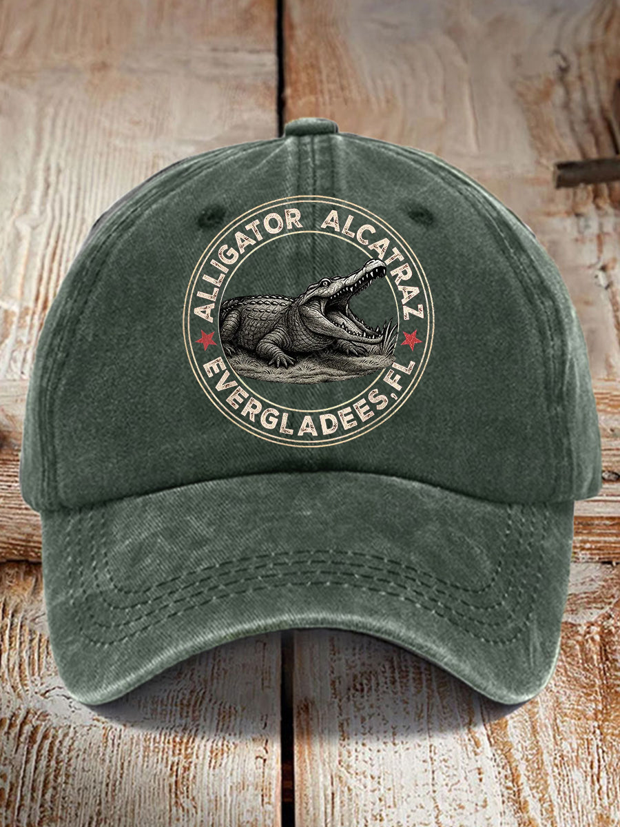 Unisex Retro Alligator Alcatraz Funny Florida Everglades Dark Humor Hat