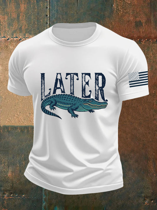 Men's Retro Alligator Alcatraz Funny Florida Everglades Dark Humor Short Sleeve Tee
