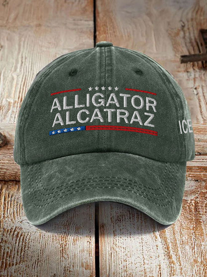 Unisex Retro Alligator Alcatraz Funny Florida Everglades Dark Humor Hat