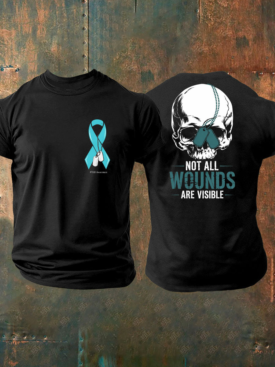 Men's PTSD Awareness Veteran Printed T-shirt
