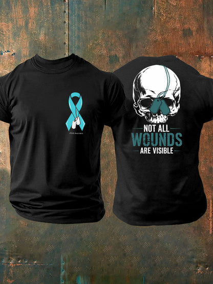 Men's PTSD Awareness Veteran Printed T-shirt