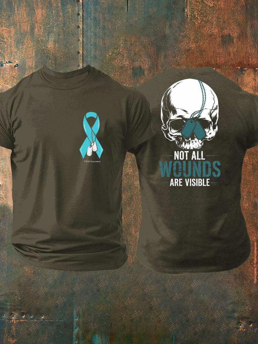 Men's PTSD Awareness Veteran Printed T-shirt