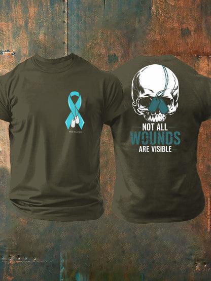 Men's PTSD Awareness Veteran Printed T-shirt
