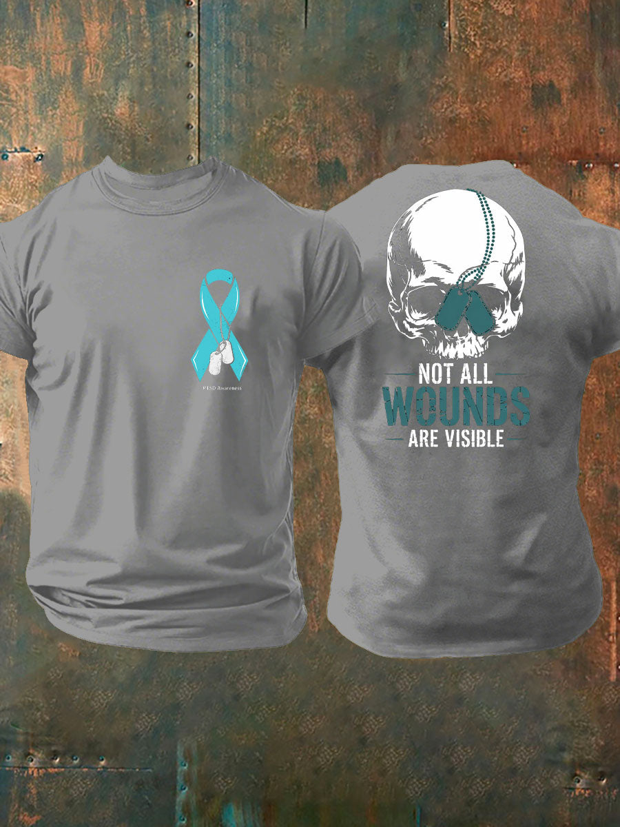 Men's PTSD Awareness Veteran Printed T-shirt