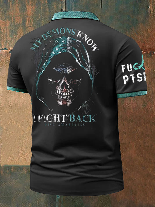 Men's PTSD Awareness Veteran Printed Casual Tops