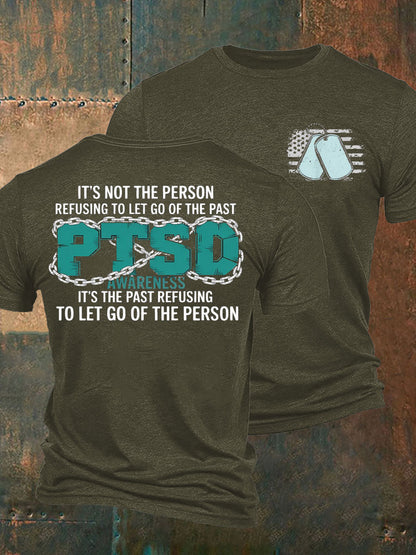 Men's PTSD Awareness Veteran Printed T-shirt