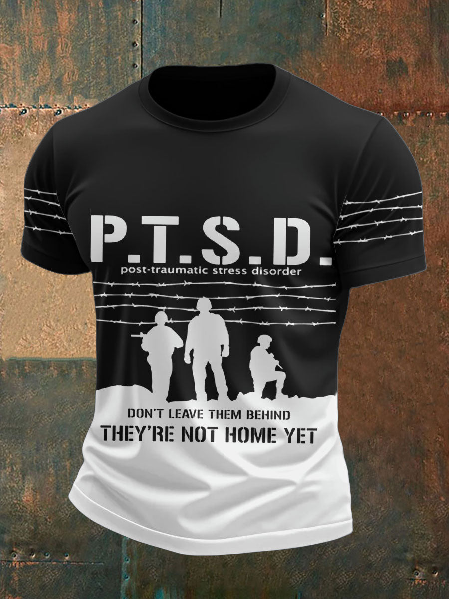 Men's PTSD Awareness Veteran Printed T-shirt