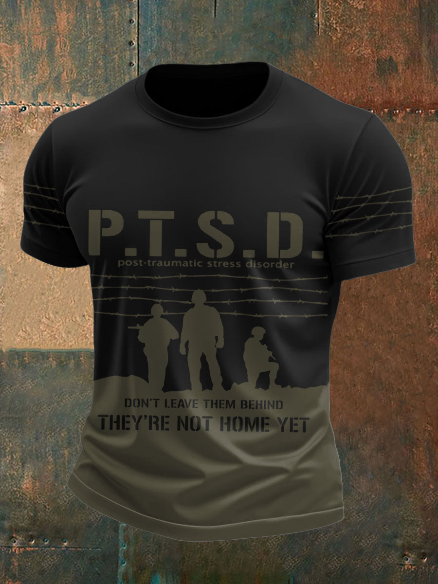 Men's PTSD Awareness Veteran Printed T-shirt