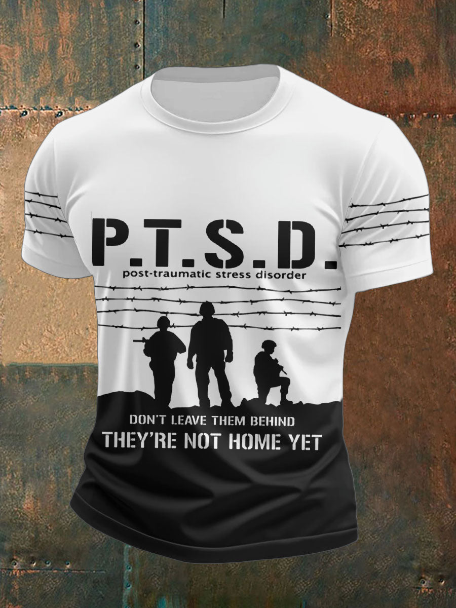 Men's PTSD Awareness Veteran Printed T-shirt
