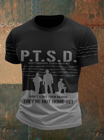 Men's PTSD Awareness Veteran Printed T-shirt