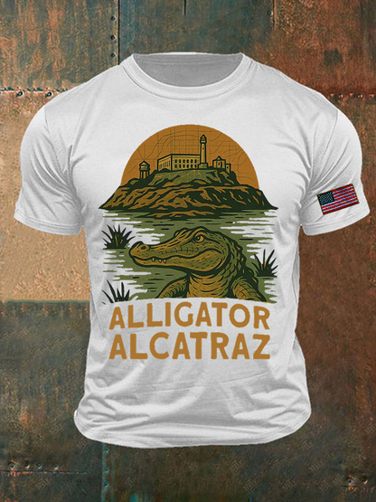 Men's Retro Alligator Alcatraz Funny Florida Everglades Dark Humor T-shirt
