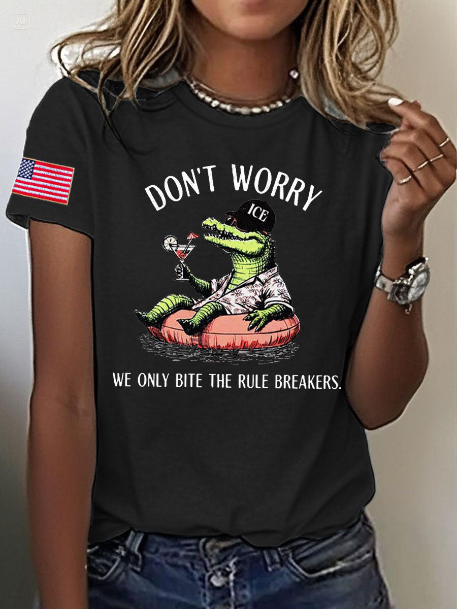 Women's Alligator Alcatraz Funny Florida Everglades Dark Humor Printed T-shirt