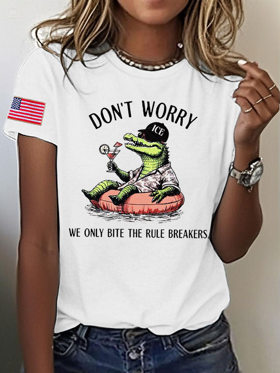 Women's Alligator Alcatraz Funny Florida Everglades Dark Humor Printed T-shirt