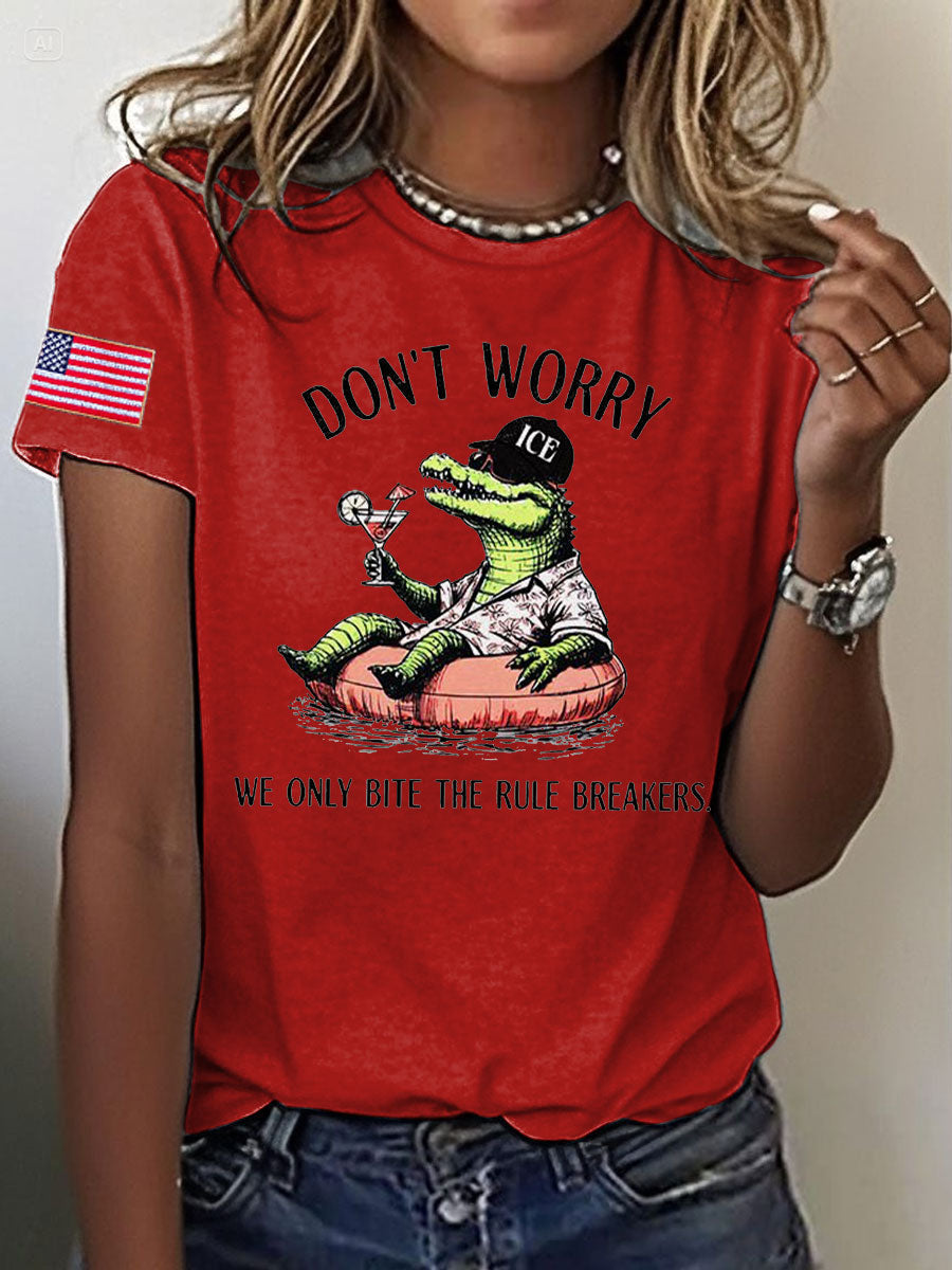 Women's Alligator Alcatraz Funny Florida Everglades Dark Humor Printed T-shirt