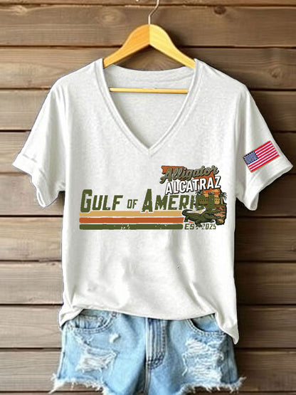 Women's Alligator Alcatraz Gulf of America Printed T-Shirt