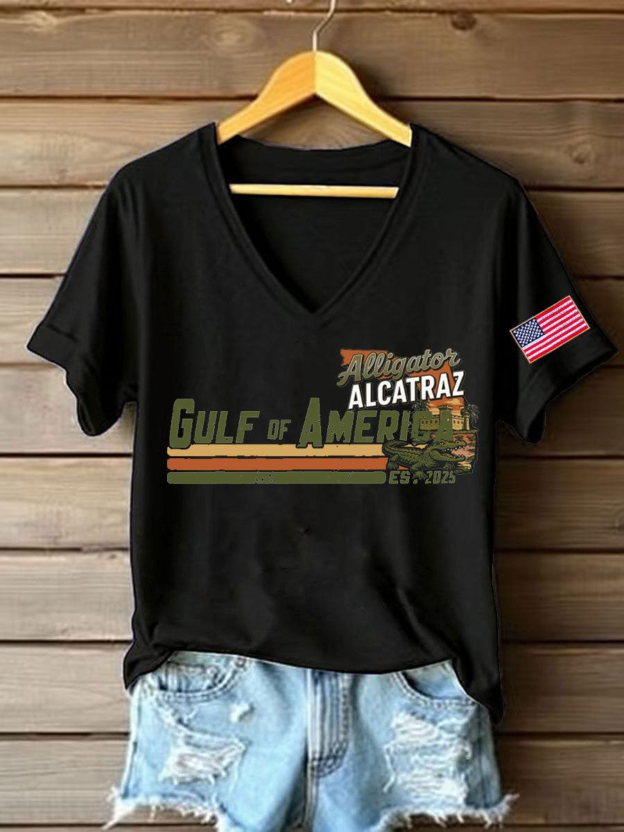 Women's Alligator Alcatraz Gulf of America Printed T-Shirt