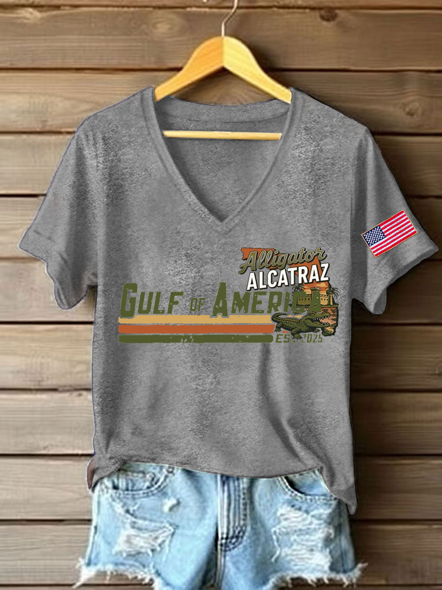 Women's Alligator Alcatraz Gulf of America Printed T-Shirt