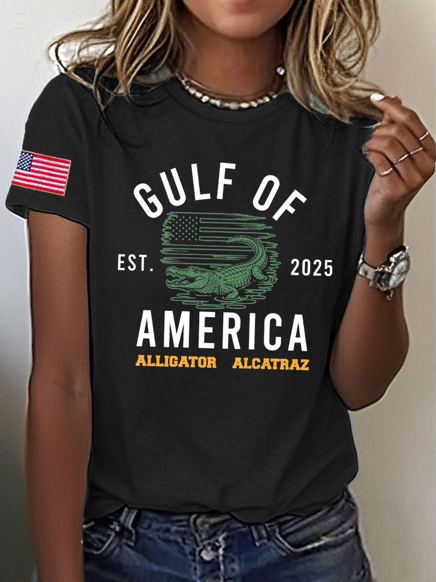 Women's Alligator Alcatraz Gulf of America Printed T-Shirt