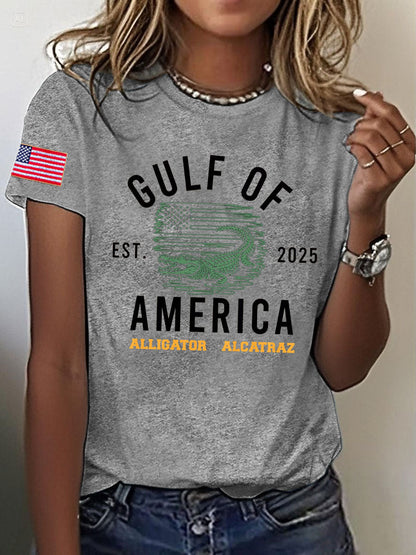Women's Alligator Alcatraz Gulf of America Printed T-Shirt