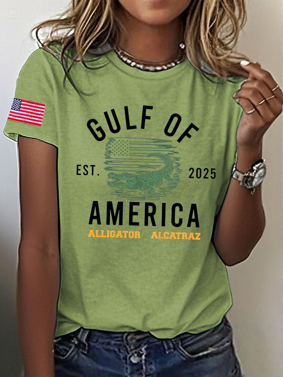 Women's Alligator Alcatraz Gulf of America Printed T-Shirt