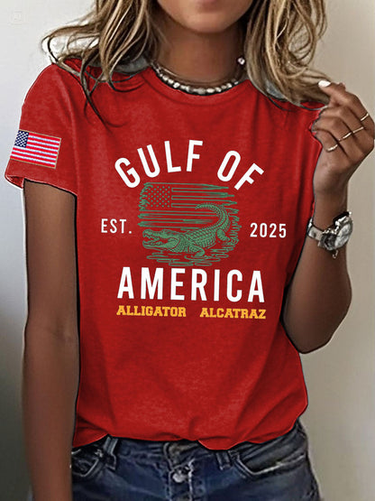 Women's Alligator Alcatraz Gulf of America Printed T-Shirt