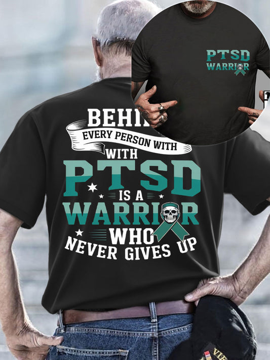 Men's PTSD Awareness Veteran Printed T-shirt