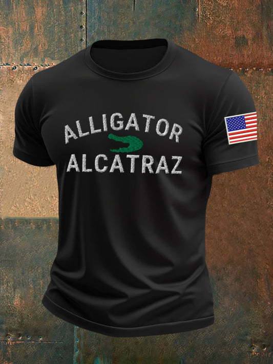 Men's Retro Alligator Alcatraz Funny Florida Everglades Dark Humor T-shirt