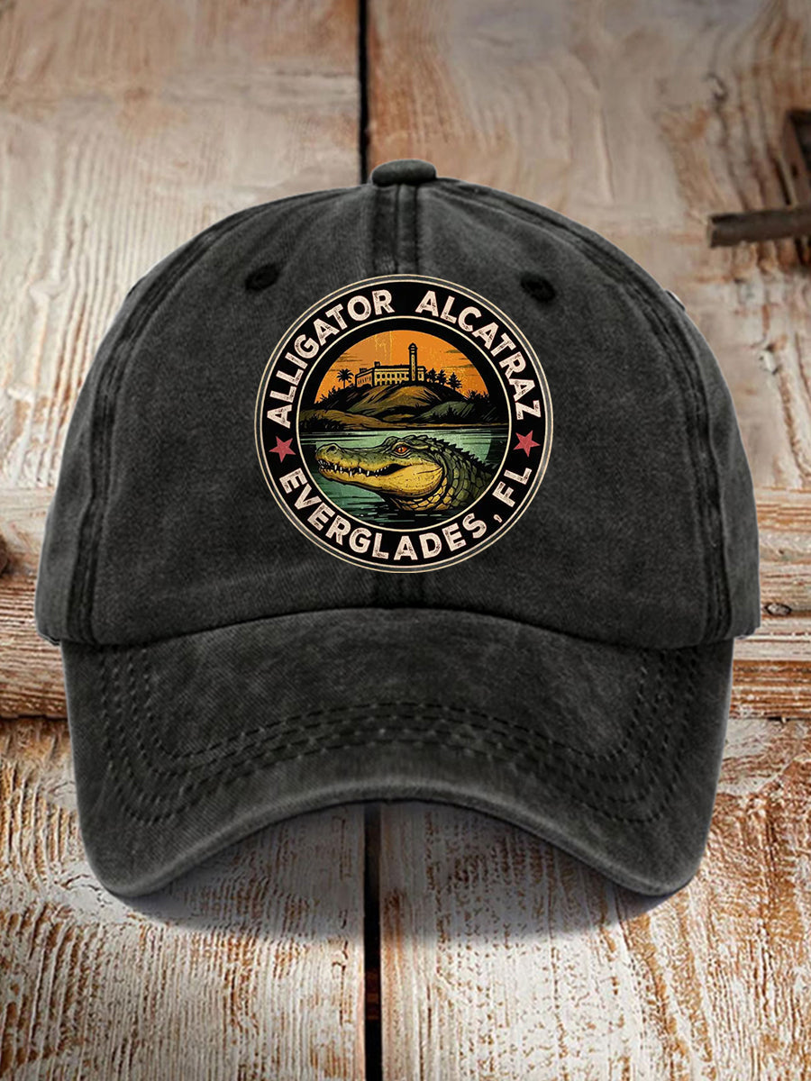Unisex Retro Funny Alligator Alcatraz Gator Enforcement Dark Humor Hat