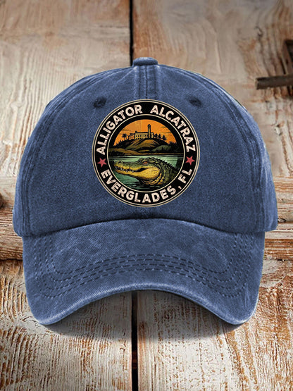 Unisex Retro Funny Alligator Alcatraz Gator Enforcement Dark Humor Hat