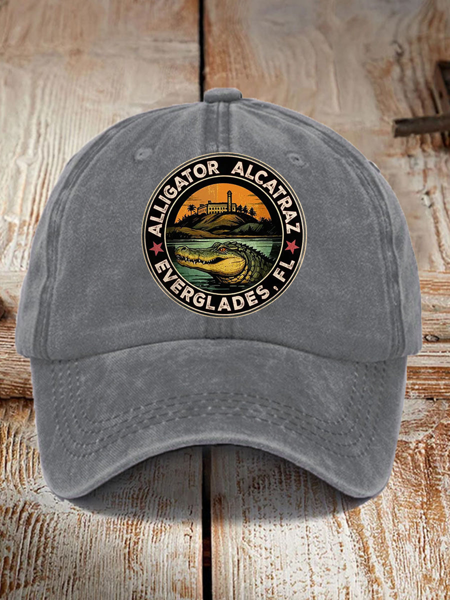 Unisex Retro Funny Alligator Alcatraz Gator Enforcement Dark Humor Hat