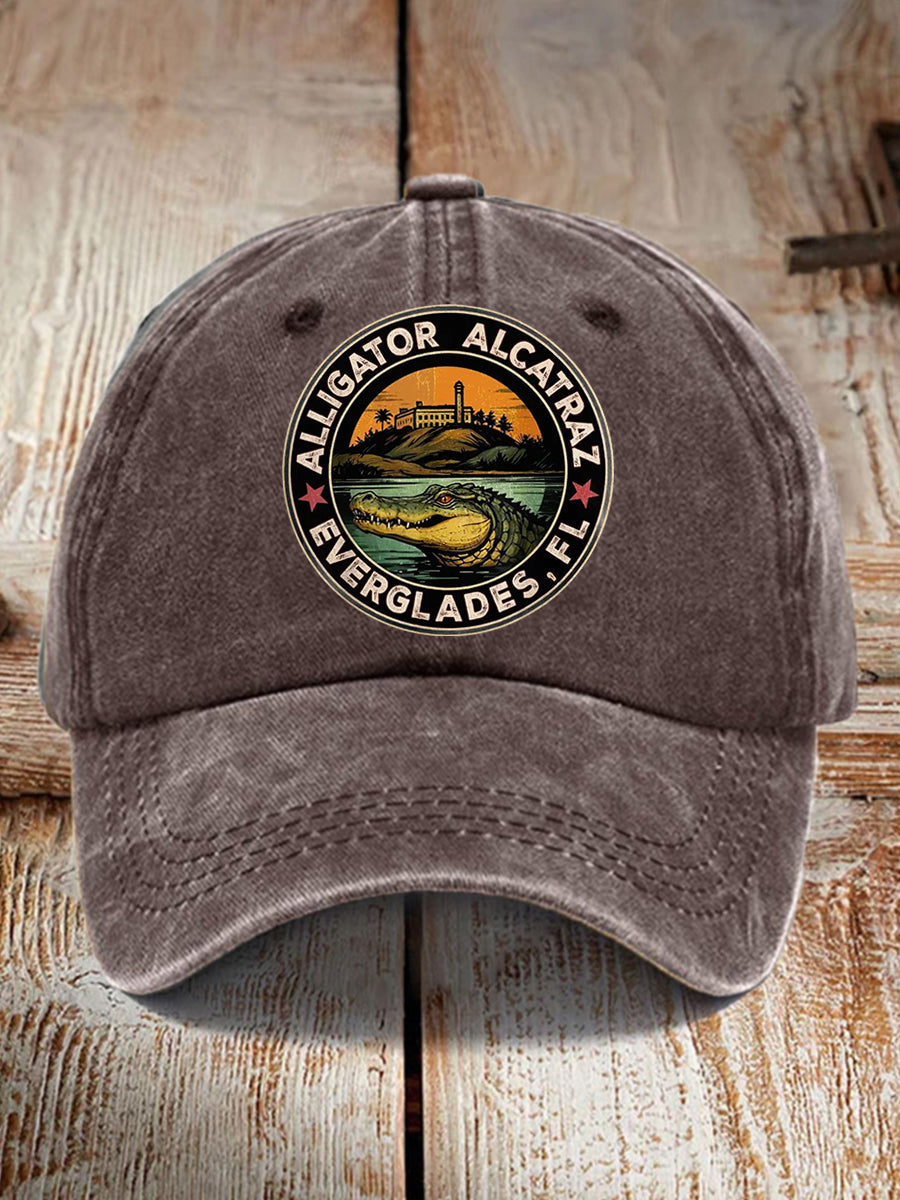 Unisex Retro Funny Alligator Alcatraz Gator Enforcement Dark Humor Hat
