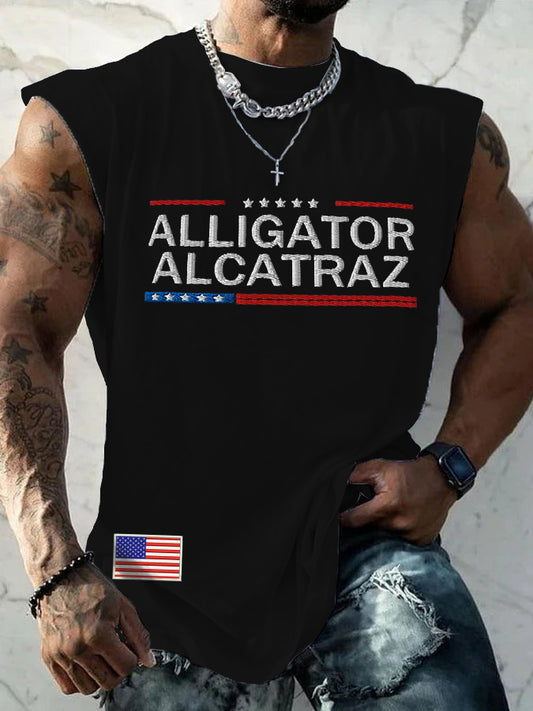 Men's Retro Alligator Alcatraz Funny Florida Everglades Dark Humor Vests