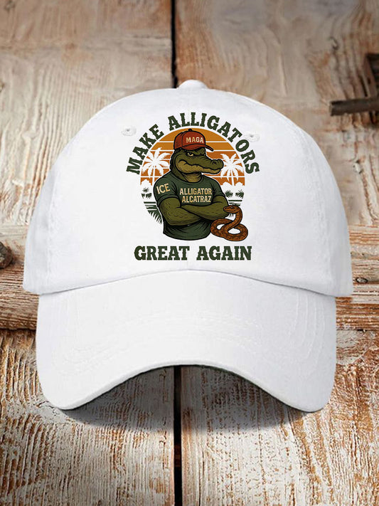 Unisex Retro Alligator Alcatraz Funny Florida Everglades Dark Humor Hat