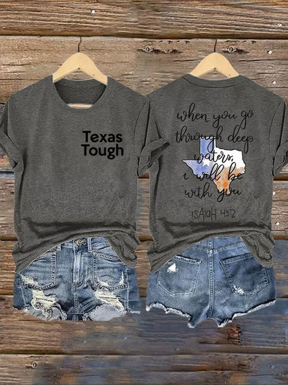 Women's Texas Tough When You Go Through Deep Waters Printed T-Shirt