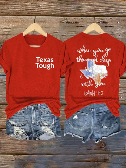 Women's Texas Tough When You Go Through Deep Waters Printed T-Shirt