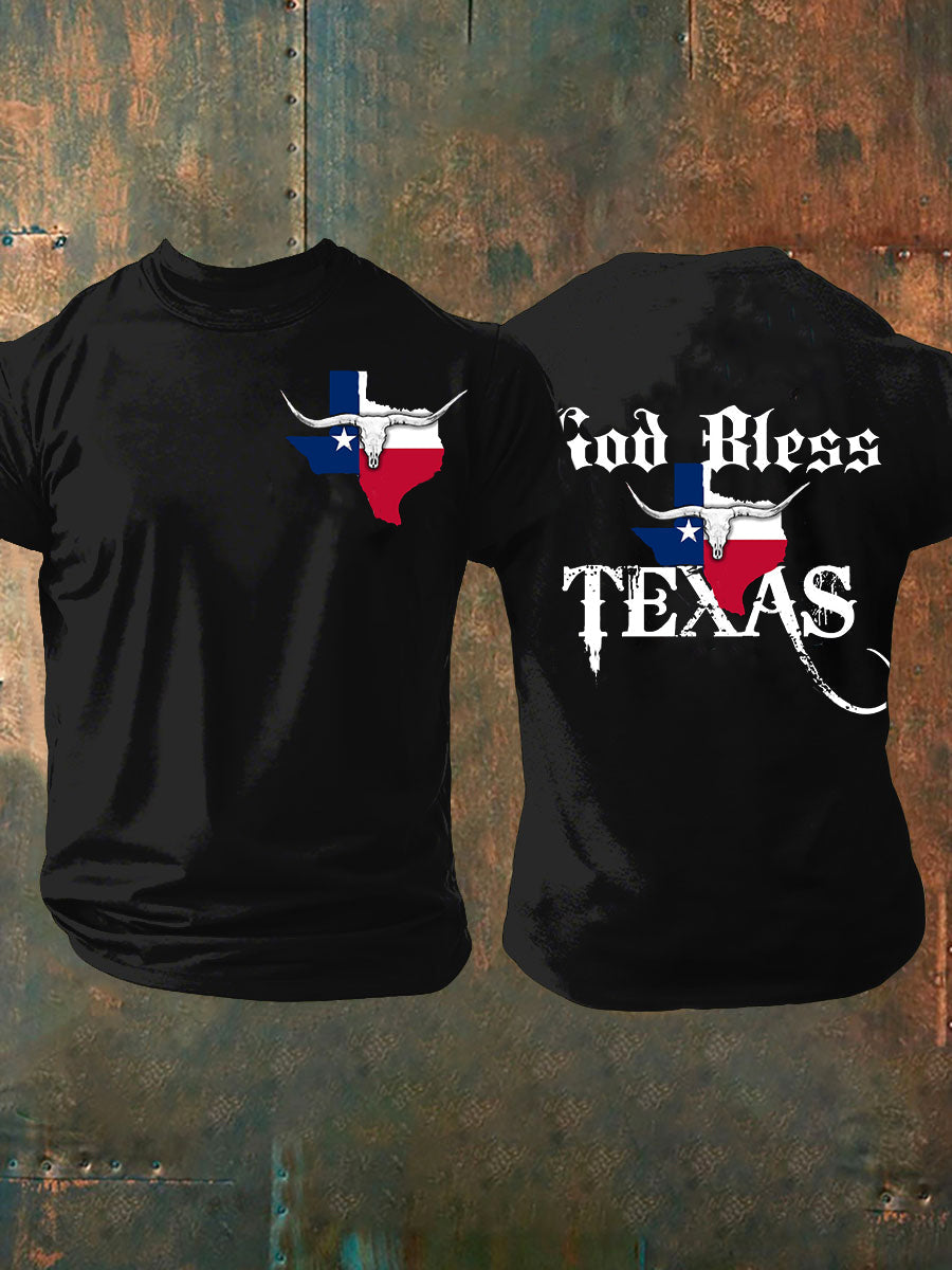 Men's God Bless Texas Short-sleeved T-shirt