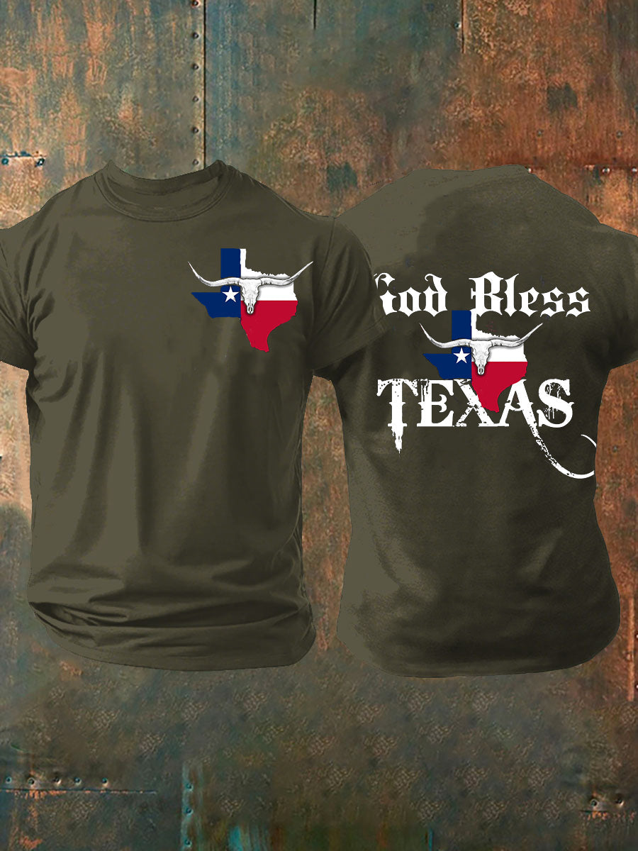 Men's God Bless Texas Short-sleeved T-shirt