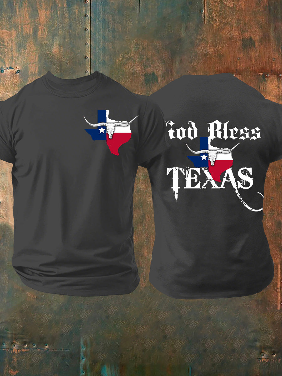 Men's God Bless Texas Short-sleeved T-shirt