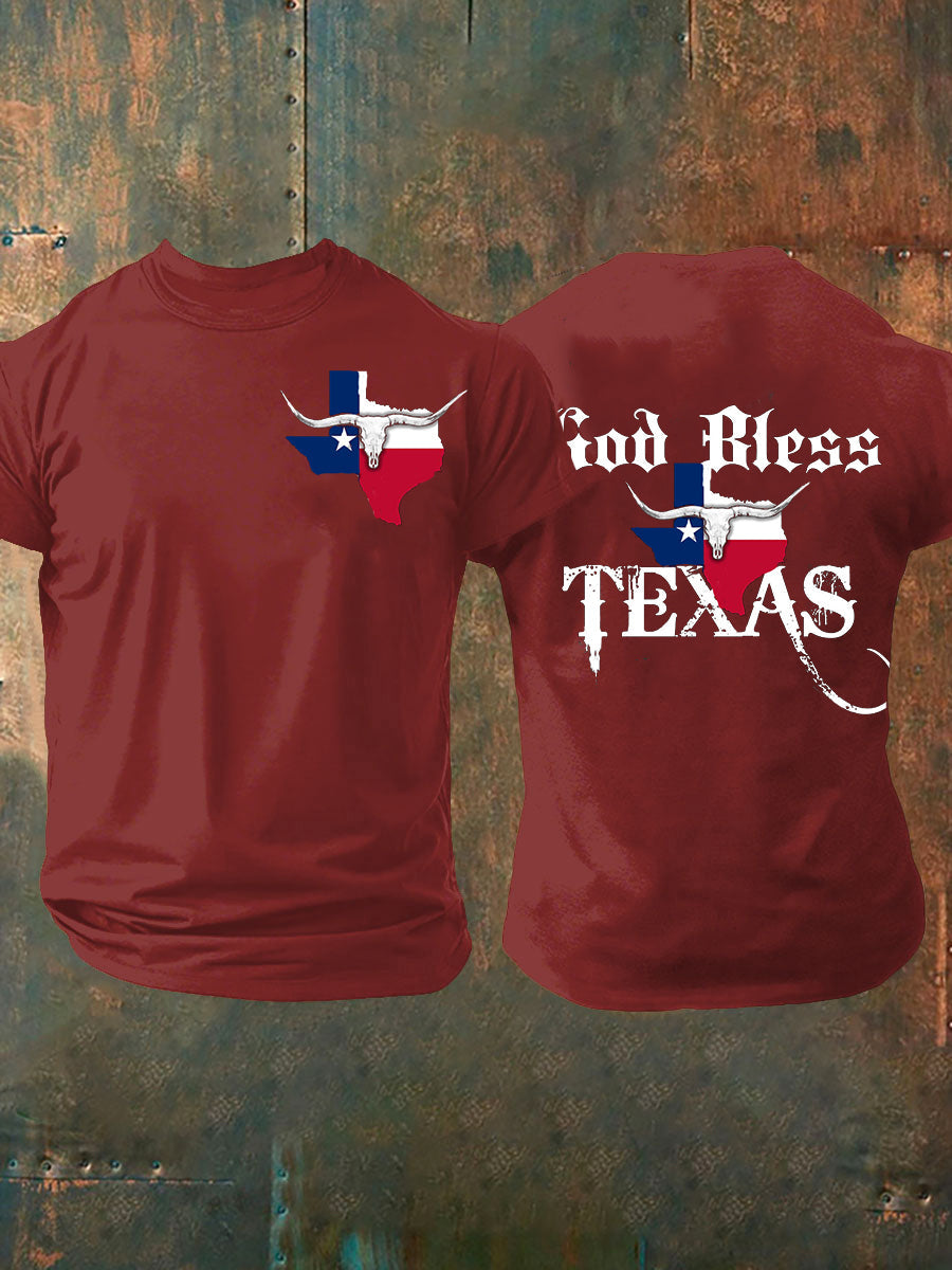Men's God Bless Texas Short-sleeved T-shirt