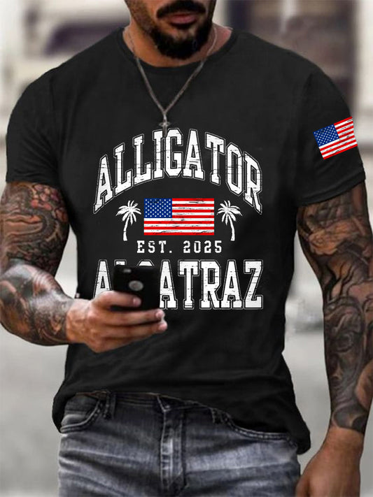 Men's Retro Alligator Alcatraz EST.2025 Funny Florida Everglades Dark Humor Tee
