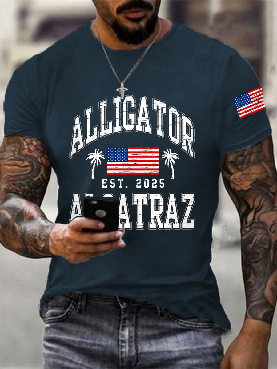 Men's Retro Alligator Alcatraz EST.2025 Funny Florida Everglades Dark Humor Tee