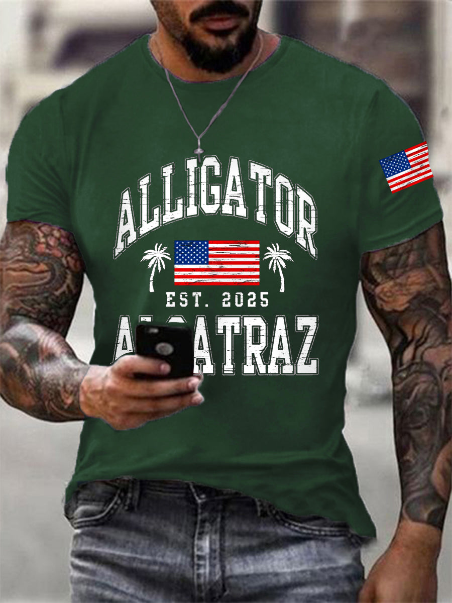 Men's Retro Alligator Alcatraz EST.2025 Funny Florida Everglades Dark Humor Tee