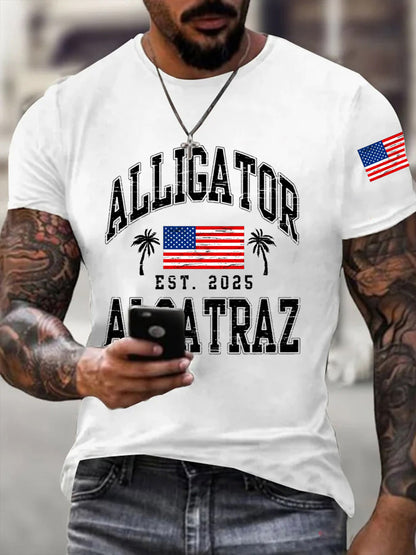 Men's Retro Alligator Alcatraz EST.2025 Funny Florida Everglades Dark Humor Tee