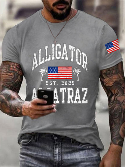 Men's Retro Alligator Alcatraz EST.2025 Funny Florida Everglades Dark Humor Tee