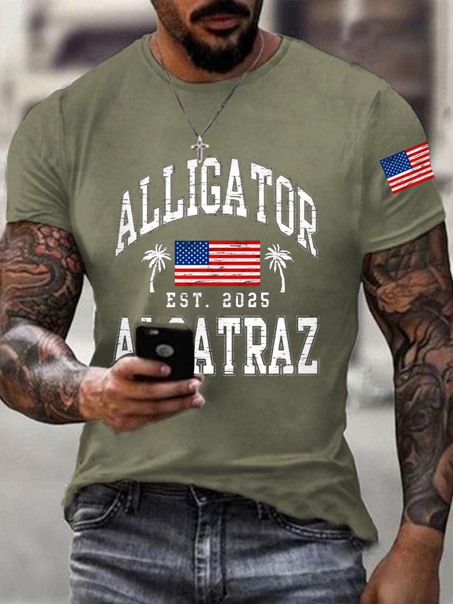 Men's Retro Alligator Alcatraz EST.2025 Funny Florida Everglades Dark Humor Tee